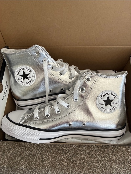 Converse Shoes - Converse Metallic Silver High Top Sneakers